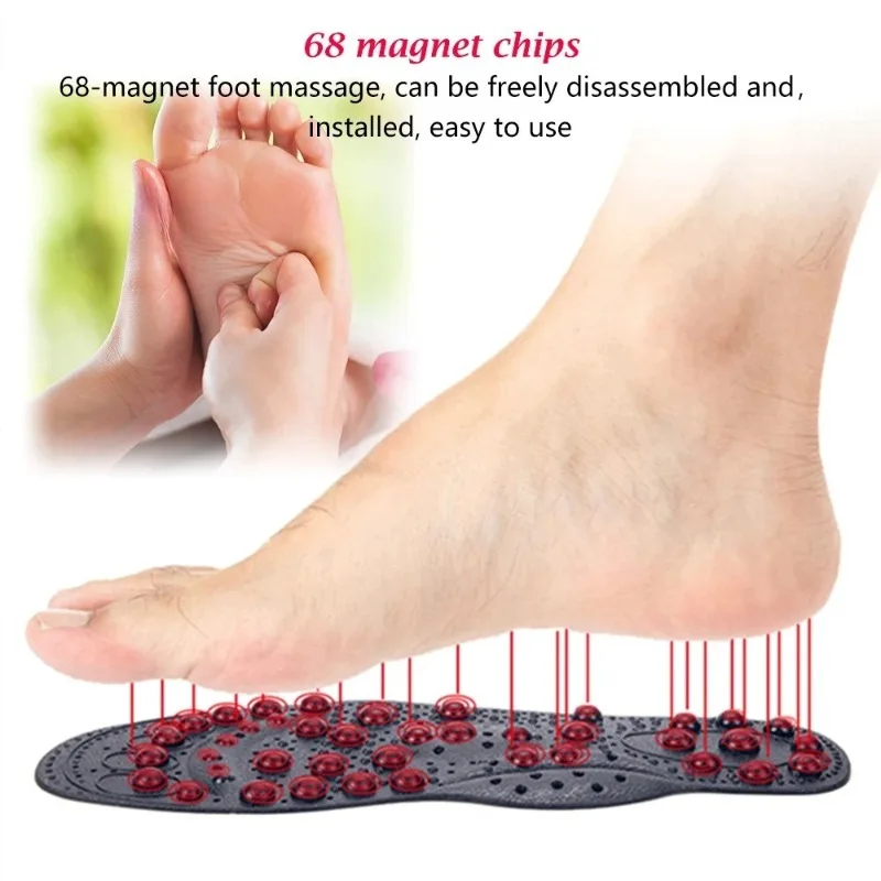 1 Pair Upgraded Magnetic Therapy Insoles 68 Magnets Acupressure Massage Unisex Foot Care Shoe Inserts