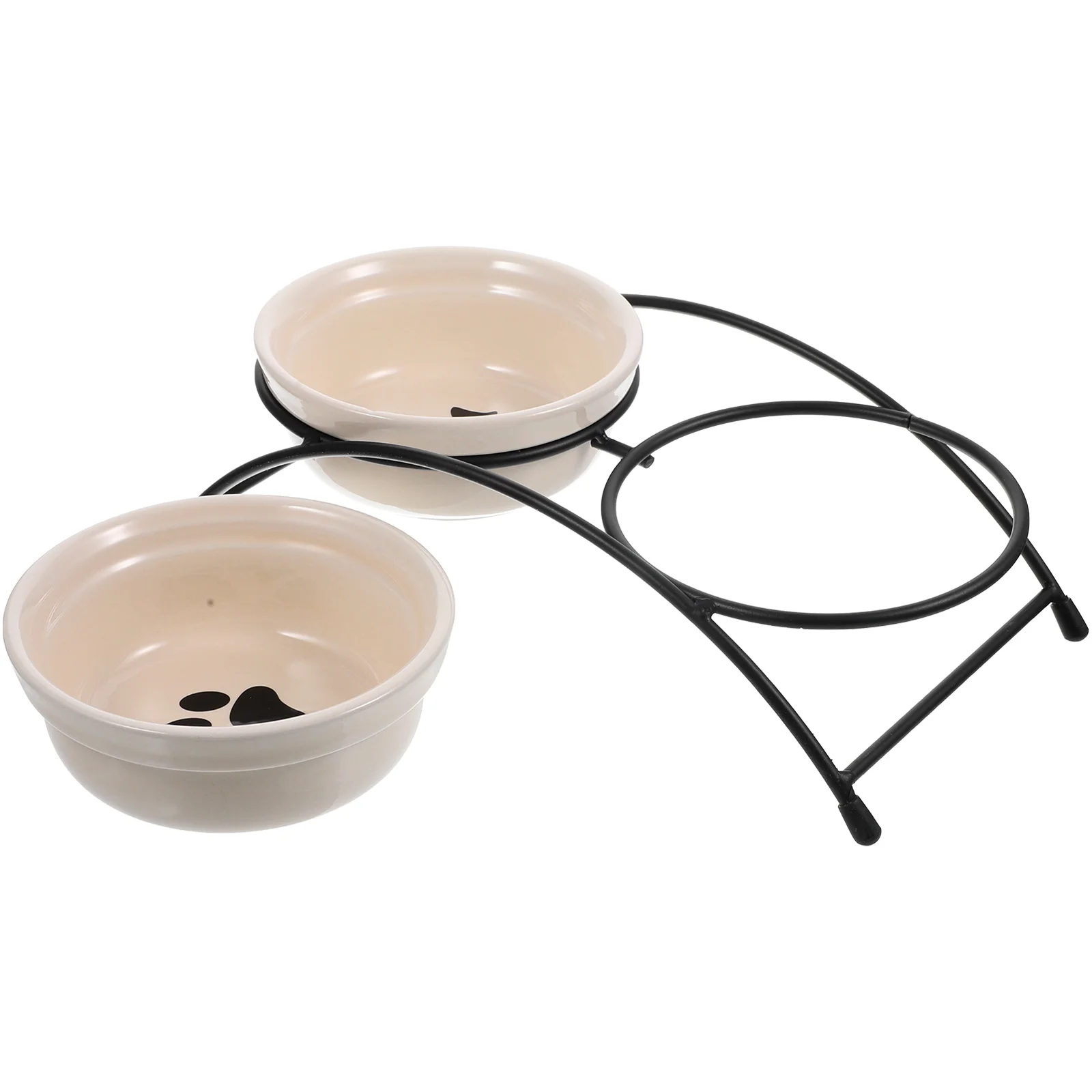 

Pet Ceramic Bowl Container Double Feeder Feeding Dual Water Cat Stainless Steel