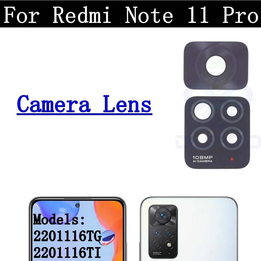 Back Camera Lens For Xiaomi Redmi Note 11 Pro 2201116TG, 2201116TI Selfie Frontal Small Facing Front Rear Camera Module Spare