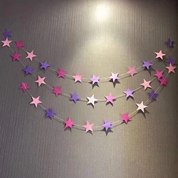 Wall Hanging Color Paper Star Garlands Birthday String Chain Wedding Party Banner Handmade Children Room Home Decor 4M