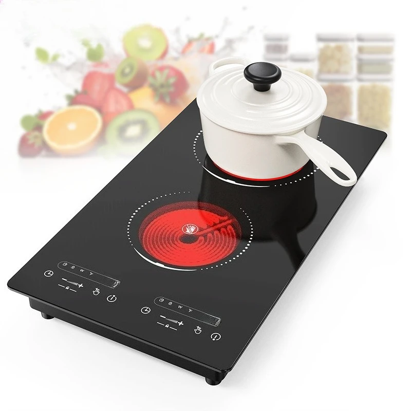 110/220V Vertical Double Head Ceramic Infrared Cooktop Multi Burner Household Electric Cooking Stove All Cookware Compatible