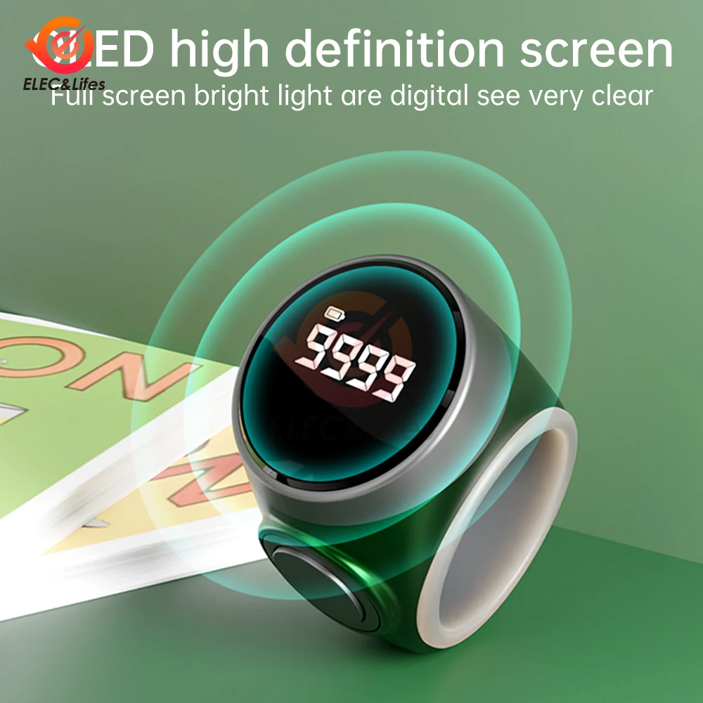 OLED Smart Tasbih Telapparaat voor Moslims Zikr Ring Digitale Tasbeeh 3 Kleuren Gebed Tijd Trillingen Herinnering Smart Lof Ring