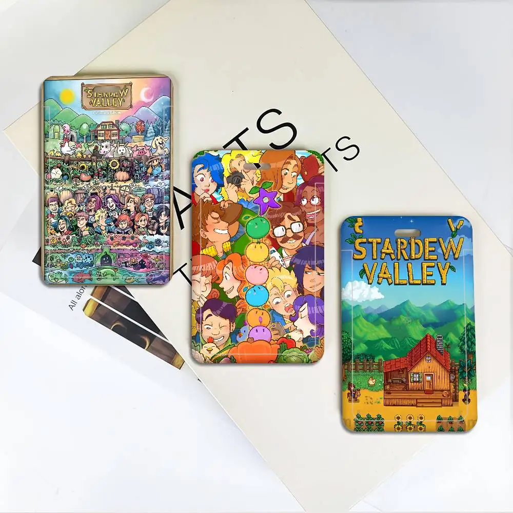 S-Stardew V-Valley Pocket Credit ID Card Badge Tag Holder Pass Case w/ Neck Strap Lanyard