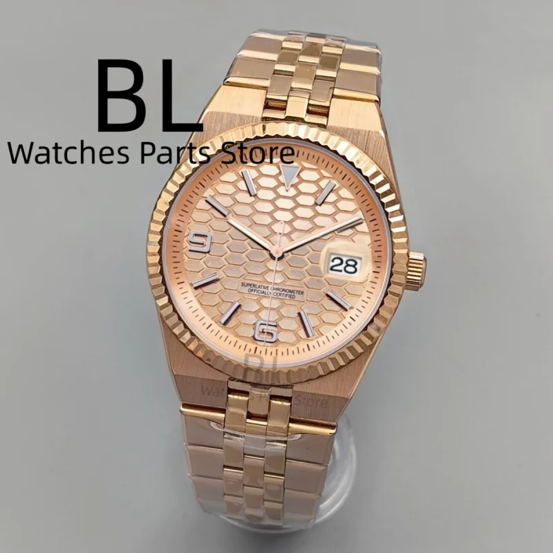 BLIGER 36mm40mm Two Tone Rose Full Rose NH35 Watch For Men Rose Honeycomb Dial 100m Waterproof Sapphire Glass Luminous Men Watch
