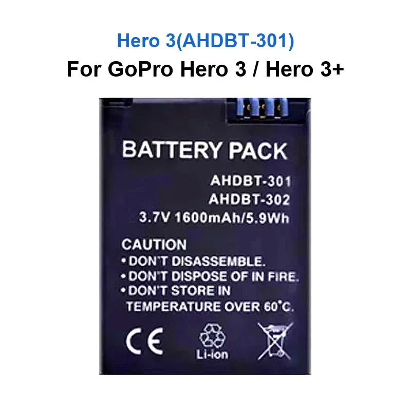

Высококачественный аккумулятор для спортивной камеры GoPro Hero 3/ Hero 3+ Action Camera Hero 3 (AHDBT-301)
