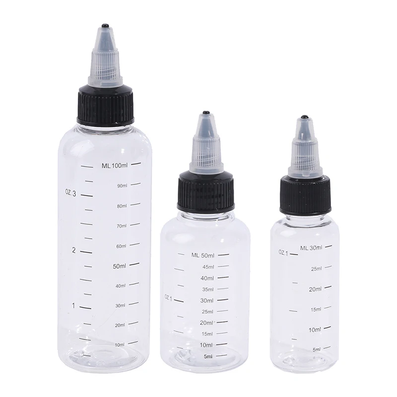 Home 30-250ml Transparent Plastic PET Liquid Capacity Dropper Bottles Pigment Ink Containers With Scale In Stock