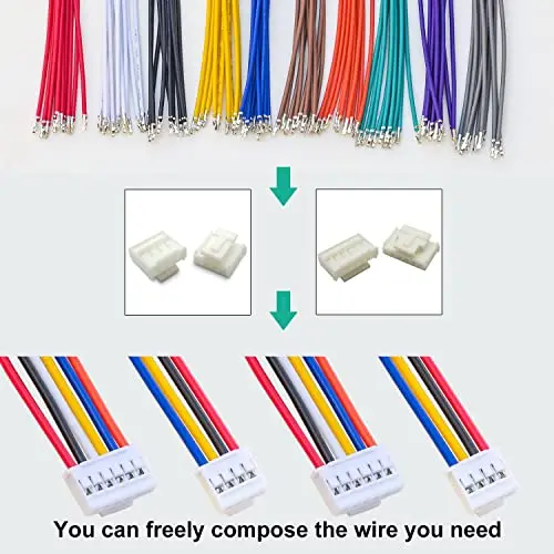 PHB HY 2.0MM JST Connector Kit with 22AWG   Cables, HY2.0 Connector Socket 2/3/4/5/6 Pin Housing