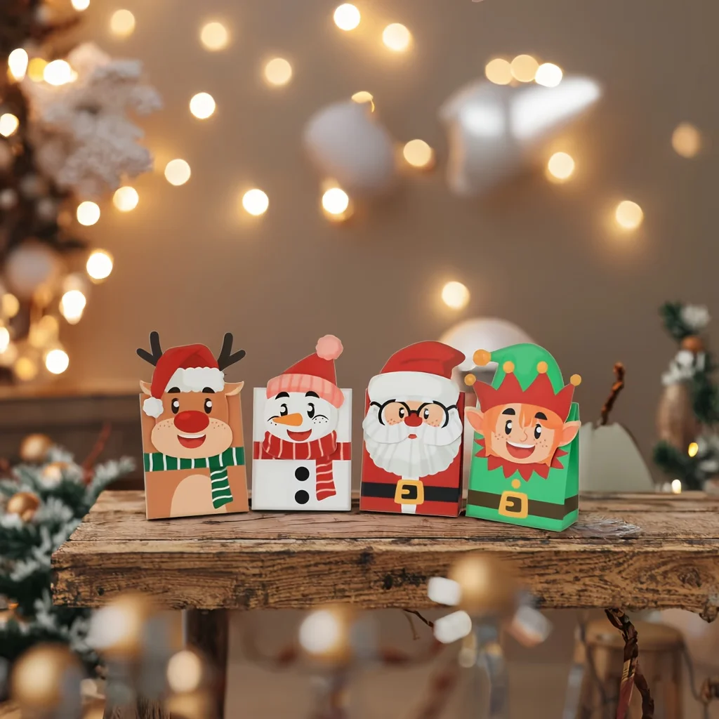 10/20 Stück Weihnachts-Süßigkeitsboxen, 4 Stile Weihnachtsgeschenkboxen, Urlaubsparty-Zubehör, Snackboxen, Partydekorationen