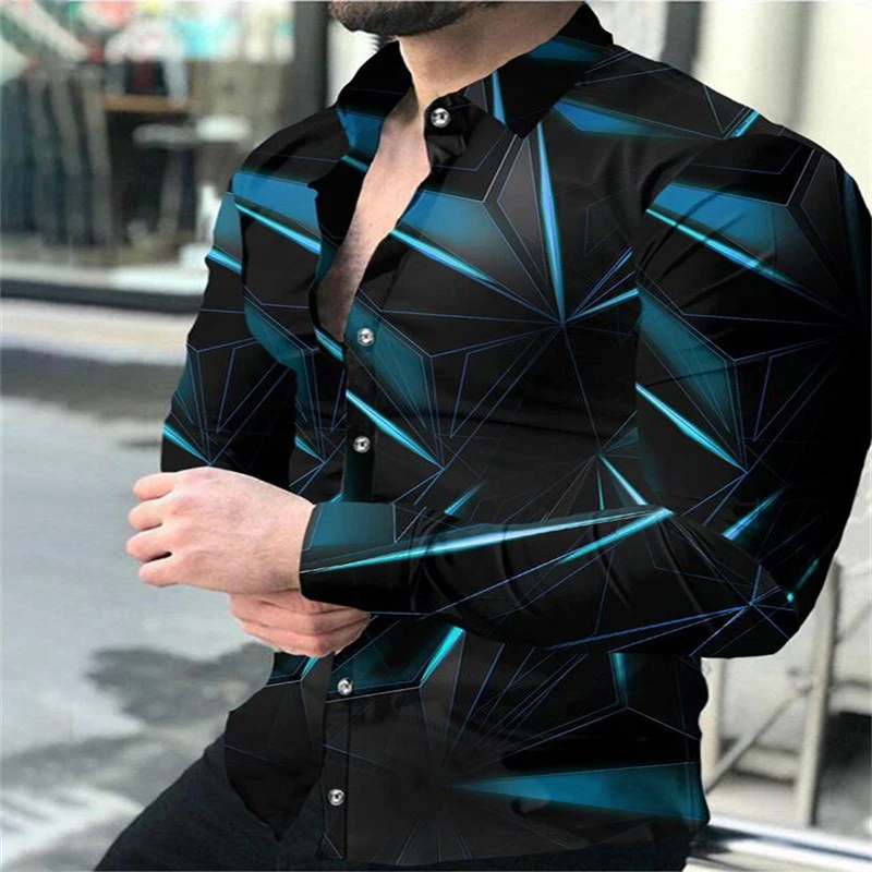 2024 Rose Flower Men's Shirts Lapel Streetwear Vintage Shirt For Men Streetwear Long Sleeve Blouse Party Autumn Men Camisa Tops