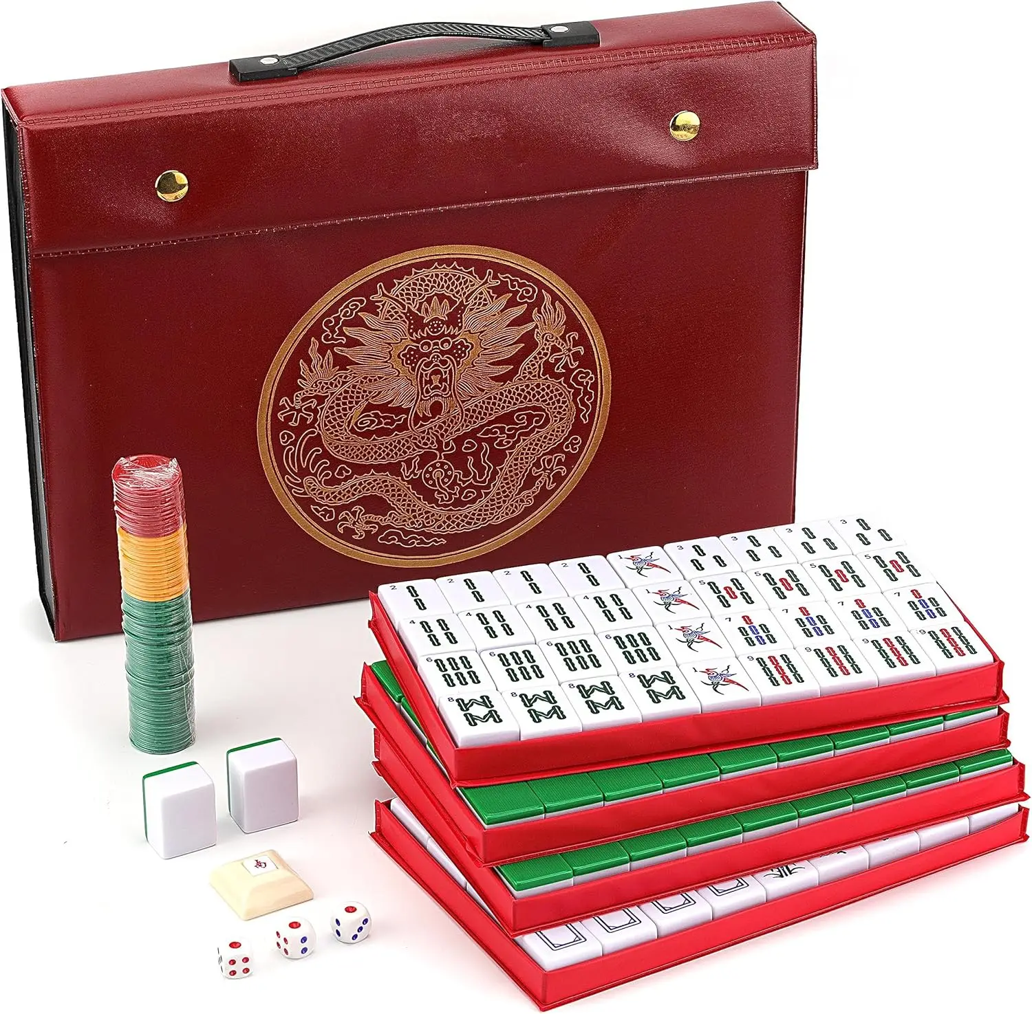 

Complete Chinese Mahjong Set with 146 Numbered Tiles, Travel Case & English Manual - Large Size Game