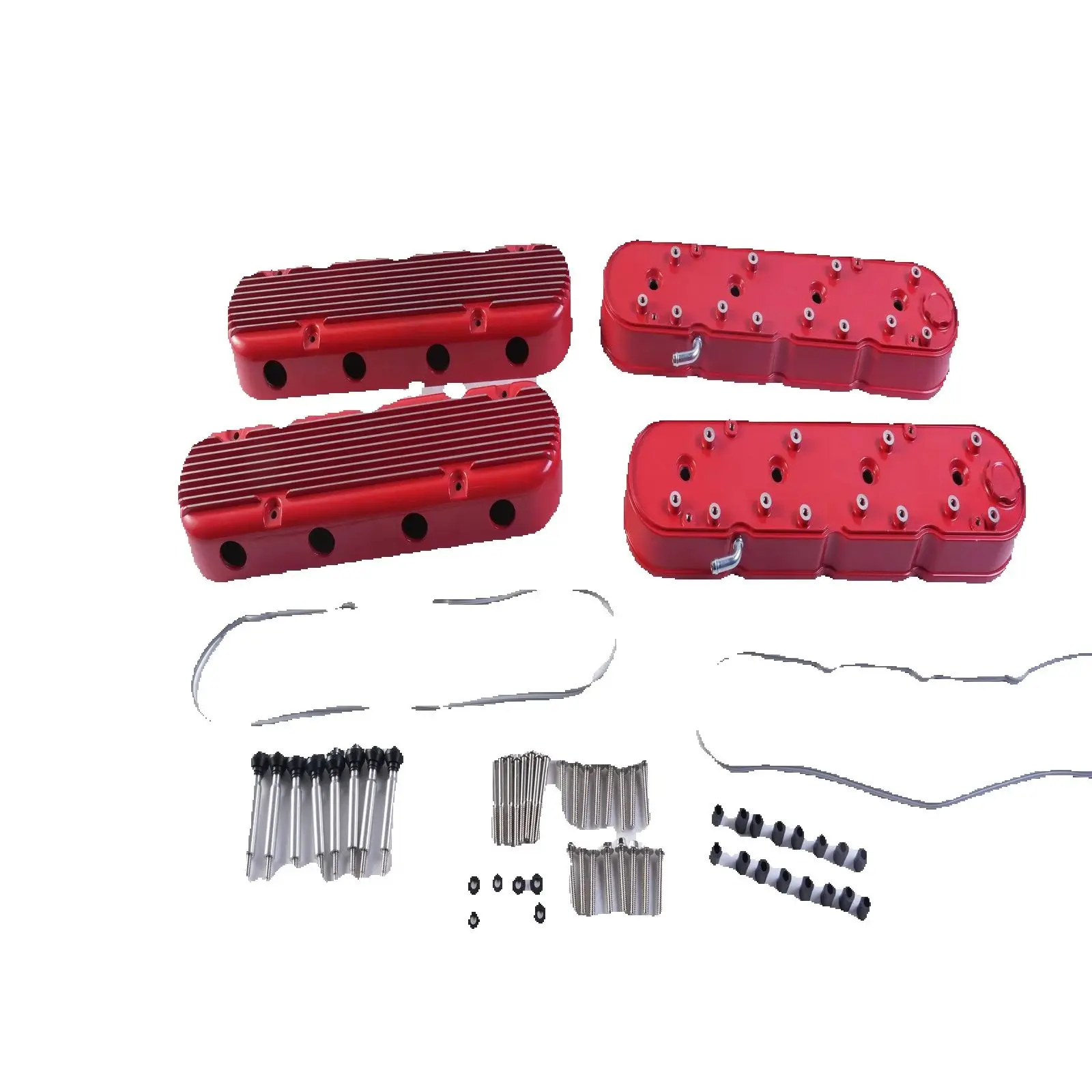 2pcs Gloss Red Valve Covers 12558948 12570616 D580 410004 For 1997-2017 Chevy LS1 LS2 LS3 LSX
