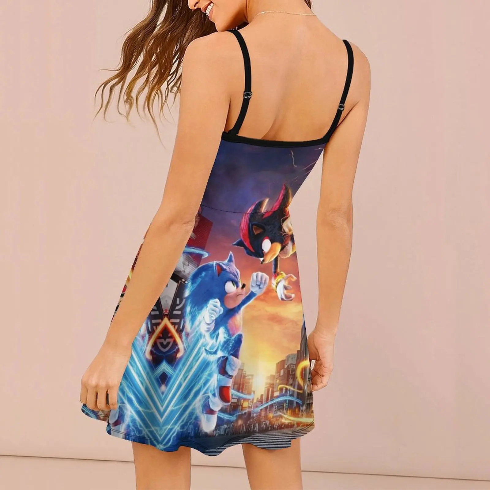 سرعة الطمس الأزرق للصوت القنفذ سونيك El Erizo (282) جرافيك عتيق ملابس نسائية غريبة فستان بكتافة نسائية فكاهة Gr