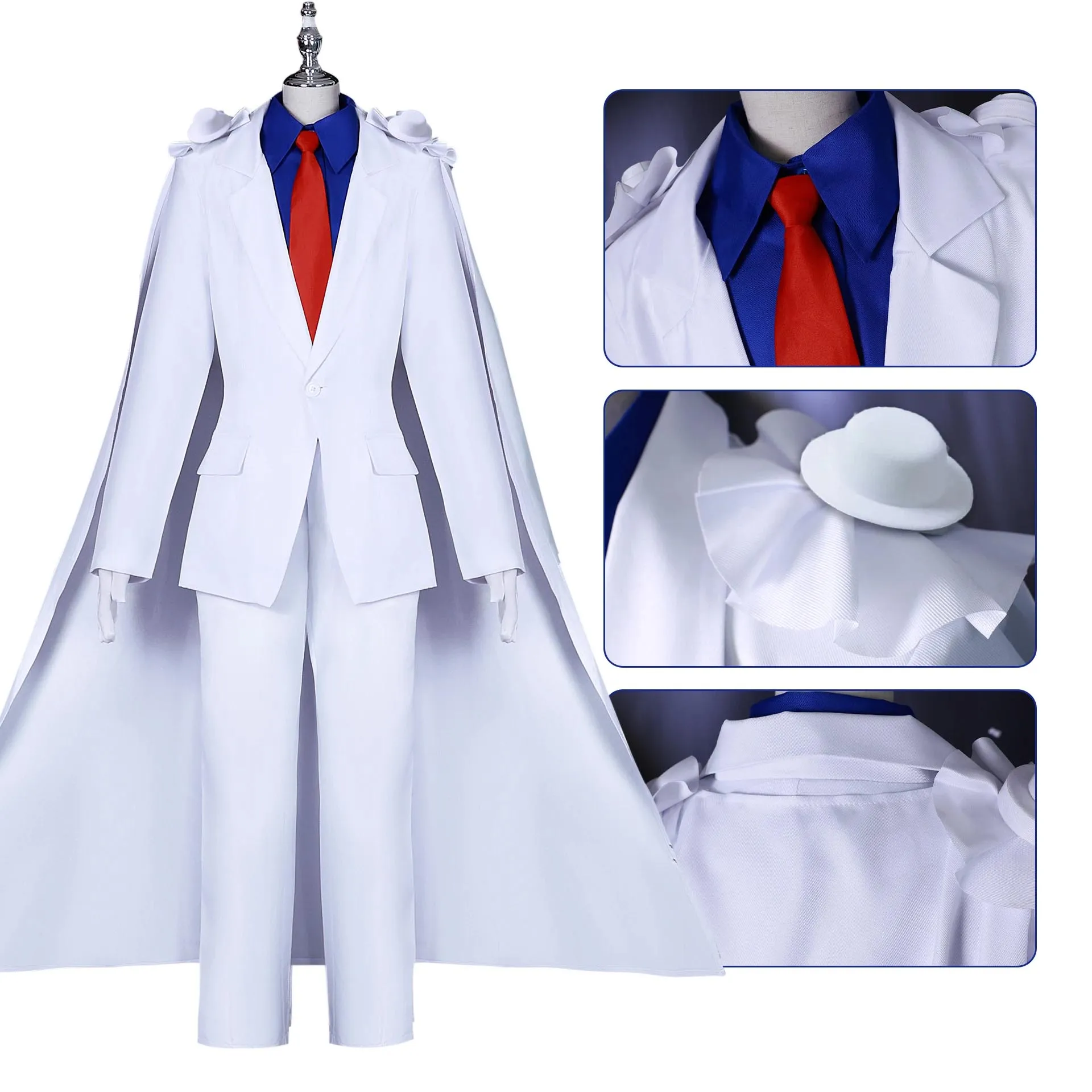 Kaito Kiddo Cosplay Costume Anime Edokawa Konan White School Uniform Full Sets Kid Adult Men Women Halloween Carnival Outfits