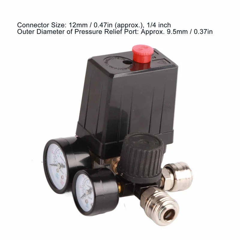 

AT02-Regulator Valve 1/4In 4 Holes Air Compressor Pressure Control Switch 90-120PSI Air Compressor Valve