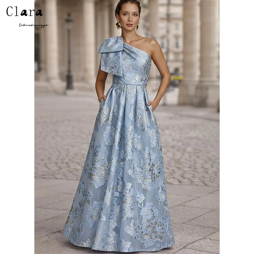 

Clara Custom Blue A-line Single Shoulder Off-shoulder Women's Elegant Wedding Party Dress 2026 Woman Evening Dresses D/party