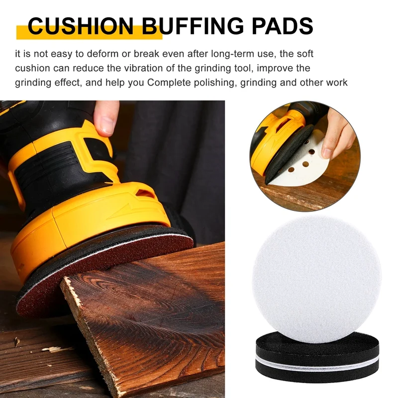 PORK-10 шт., 5-дюймовая мягкая пенопластовая интерфейсная подушечка на липучке, пенопластовые шлифовальные подушечки, 125 мм, губчатая подушка, буферная подложка