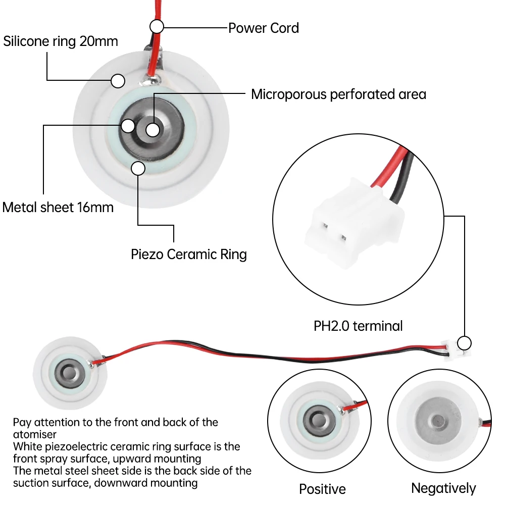 USB Ultrasonic Spray Umidificador, Atomizador Módulo Drive, Pacote DIY, Interface USB, DC 5V