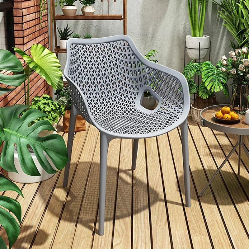 Nordic plastic chairs, simple backrest, dining chairs, household stools, leisure outdoor chairs, hollowed out coffee chairs