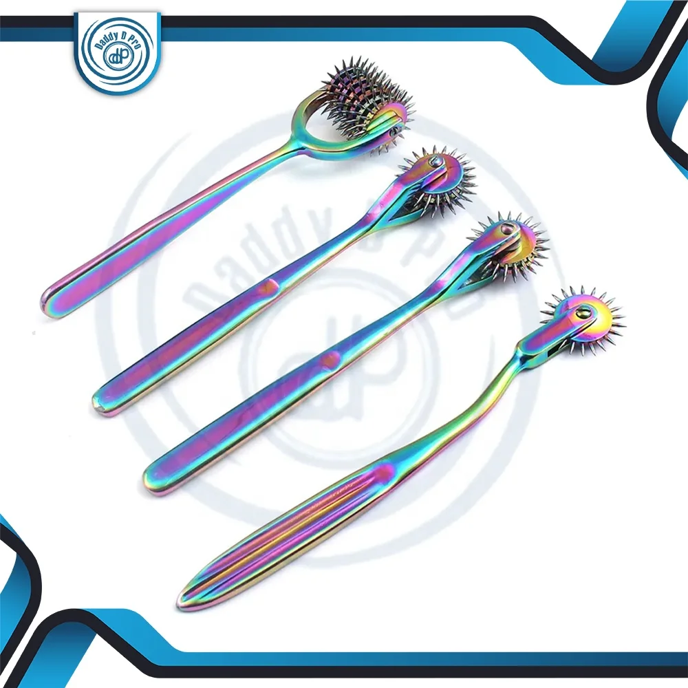 DADDY D PRO 4 Wartenberg Neurological Pin Wheel Pinwheel 1, 2, 3, & 7 Head Diagnostic Multi Color Rainbow Stainless Steel CE ISO