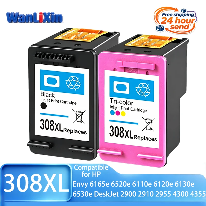 1 pcs For HP 308 308XL Ink Cartridge Compatible for HP Envy 6165e 6520e 6110e 6120e 6130e 6530e DeskJet 2900 2910 2955 4300 4355