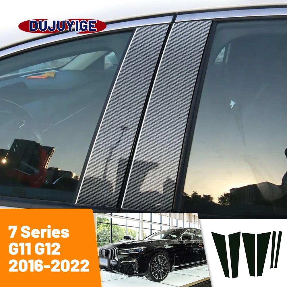 For BMW 7 Series G11 G12 2016-2022 2017 2018 2019 Carbon Fiber Window Door Column Deal B C Pillar Post Cover Trim Sticker