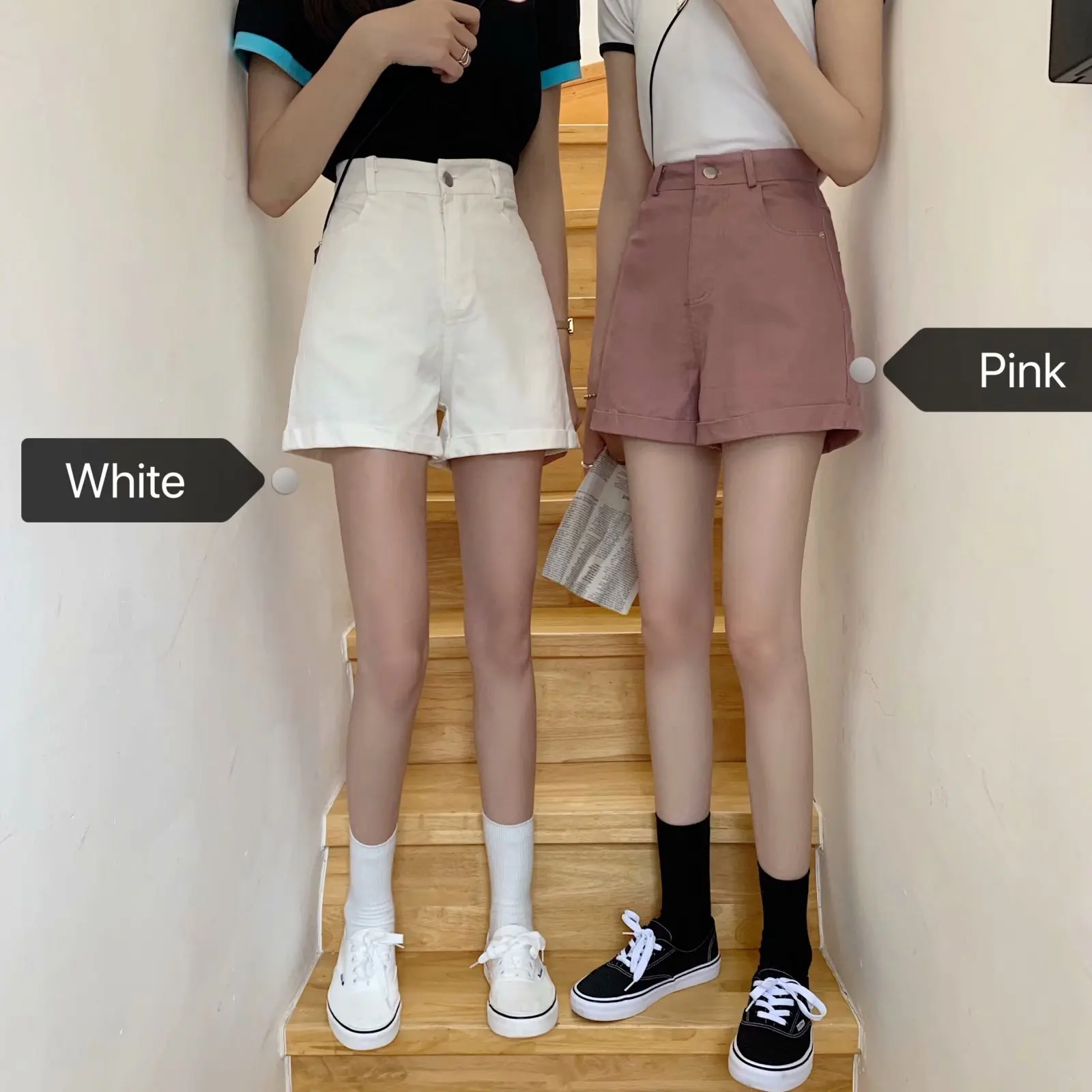 High Waist Wide Leg Short Jeans Loose Fit Student Style Summer Casual Slimming Effect plus Size Women's Shorts