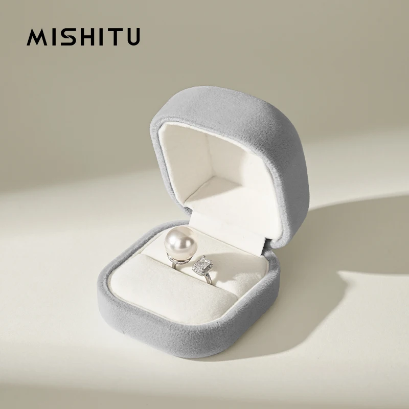 

MISHITU Rounded Velvet Ring Jewelry Box Earring Necklace Bracelet Boxs Long Bracelet Box Jewelry Display Women's Gift Ring Box
