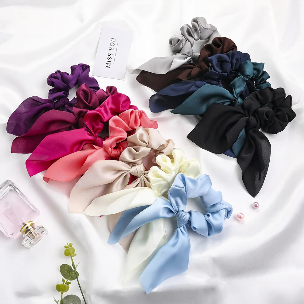 Leopard Bowknot Elastisches Haarband Frauen Einfarbig Scrunchie Mädchen Haargummi Pferdeschwanz Halter Stirnband Haar Seil Haar Zubehör – Detail 10