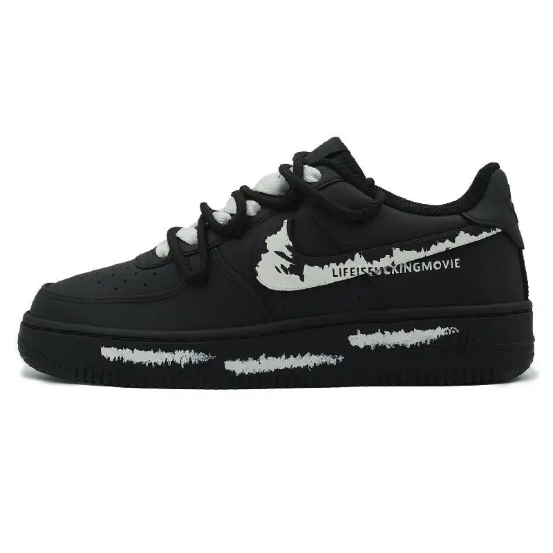 【Customize】Nike Air Force 1 Skateboarding Shoes Unisex Low-top Black/white Sneakers shoes CW2288-001