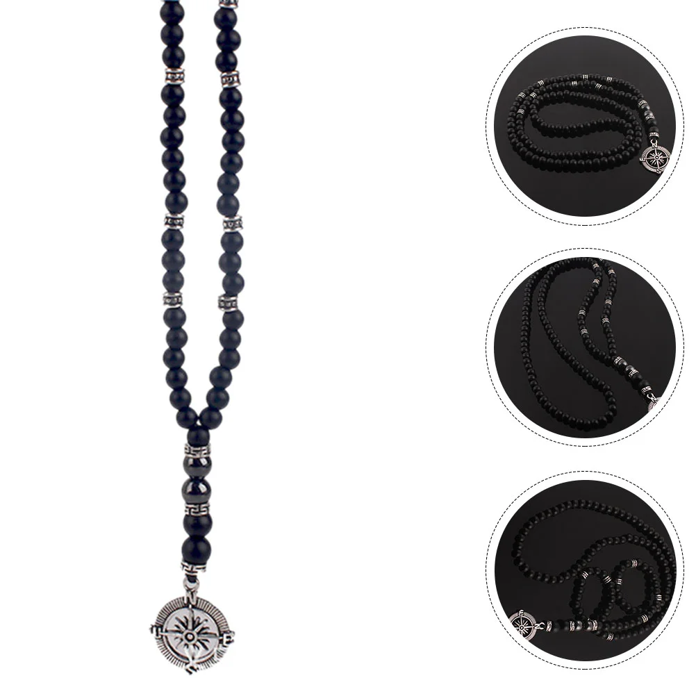 Compass Necklace Bar Men Necklaces with Pendant Bead Fashion for Mens Jewelry Beaded Agate