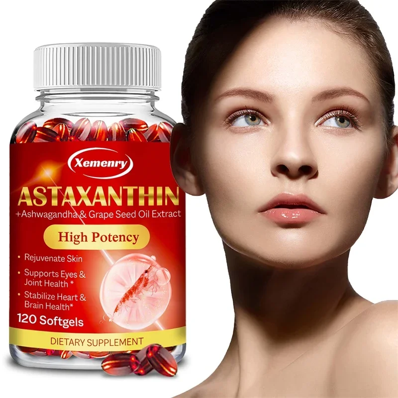 

Astaxanthin Softgels - Increase Energy, Improve Blood Circulation, To Support Eye, Skin, Joint & Immune System Health