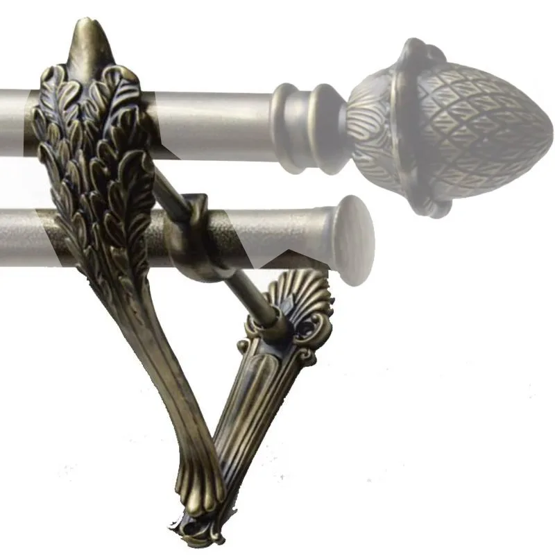 

curtain rod bracket Old Green Golden Rods 28mm/28mm Double Single holder carve Roman Gold Alloy roman double curtain rod holder