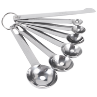 L55A-Stainless Steel Measuring Spoons Cups Set, Small Tablespoon, Teaspoons, Set 6 With Bonus Leveler, For Dry And Liquid