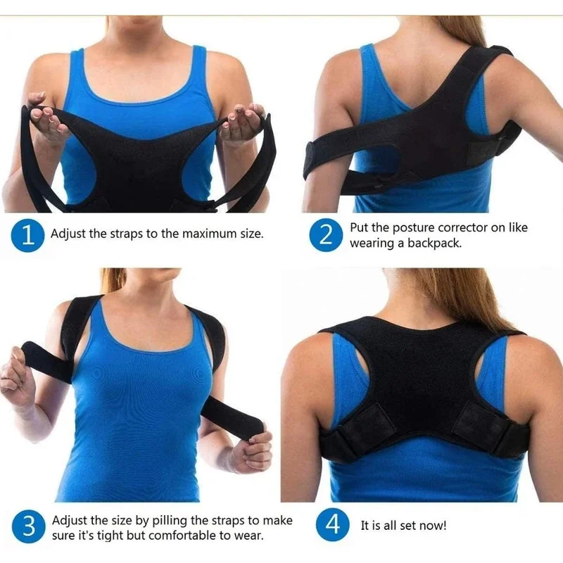 Adjustable Shoulder Back Brace Posture Corrector Women Men Compression Upper Back Brace Pain Relief Scoliosis Shoulder Belt view 5
