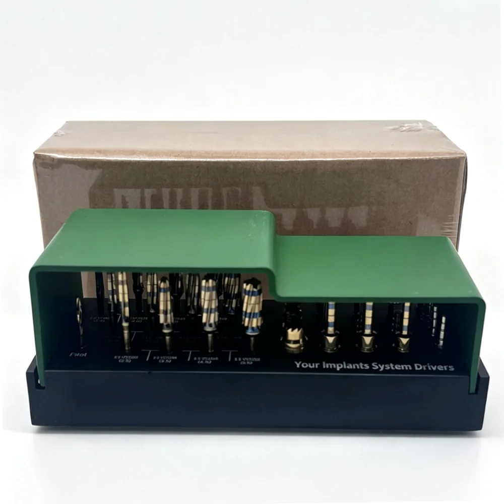 29Pcs Dental Osseodensification Bur Drills Dental Implant Green Kit Surgical Bone Saw Disk Membrane Tissue Punch Instrument
