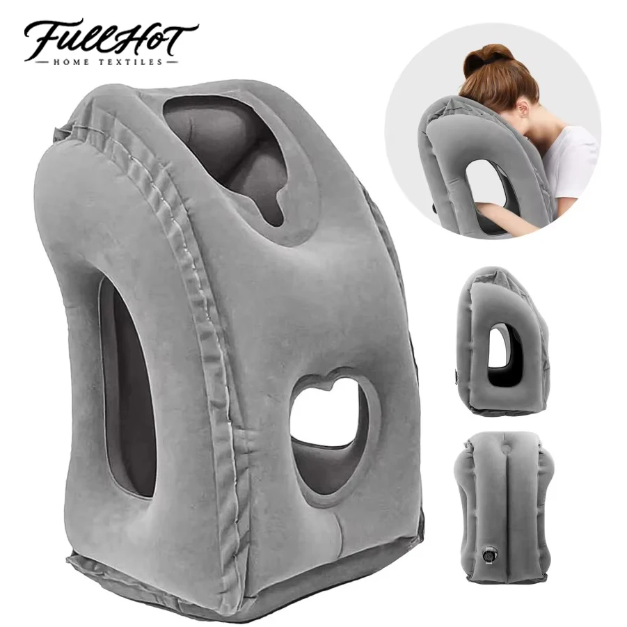 FULLHOT Inflatable Travel Pillow, Airplane Neck & Head Support Pillow with Patented Valve Design, Comfortable Travel Accessories