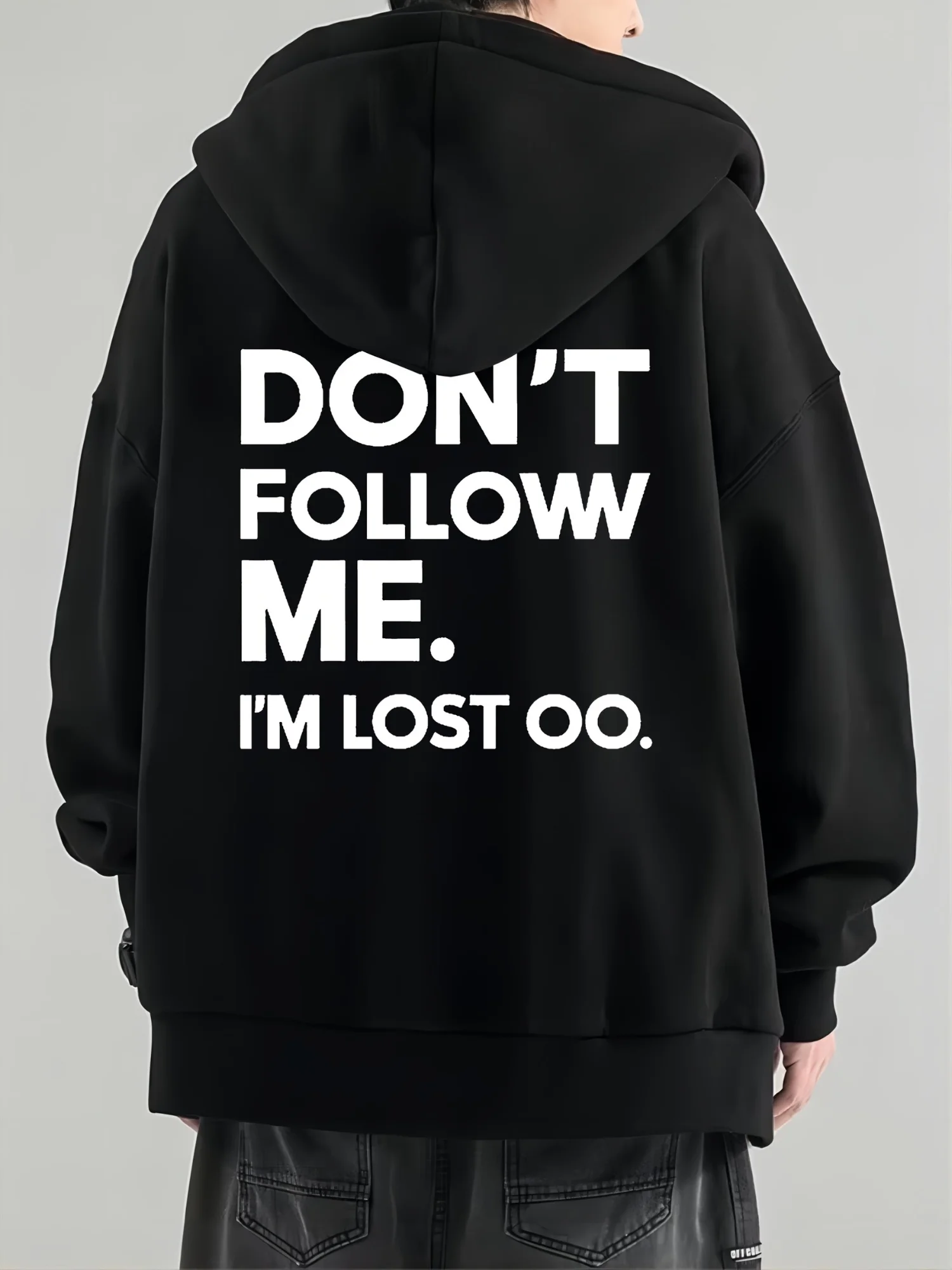 Sudadera con capucha informal para hombre de primavera y otoño, no me suivaba. Estoy perdió también. Sudadera con capucha con estampado de letras