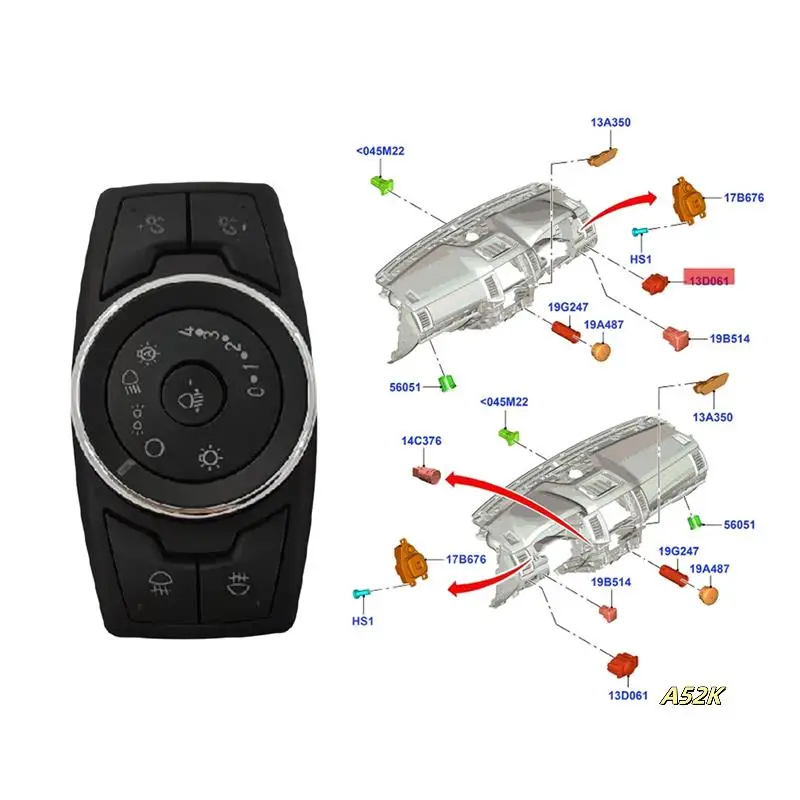 

Car Headlight Fog Lamp Switch Automatic Headlamp On/Off Switch Assembly For Ford Focus 2013-2019 Mondeo Mustang Ranger