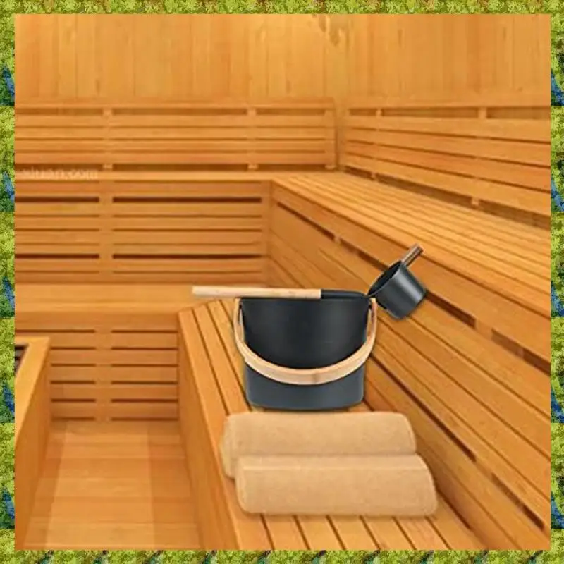 Finnish Sauna Aluminum Bucket, Long-Handled Spoon Set, Sauna Bucket, Bathroom, Sauna Steam Room Parts Accessories