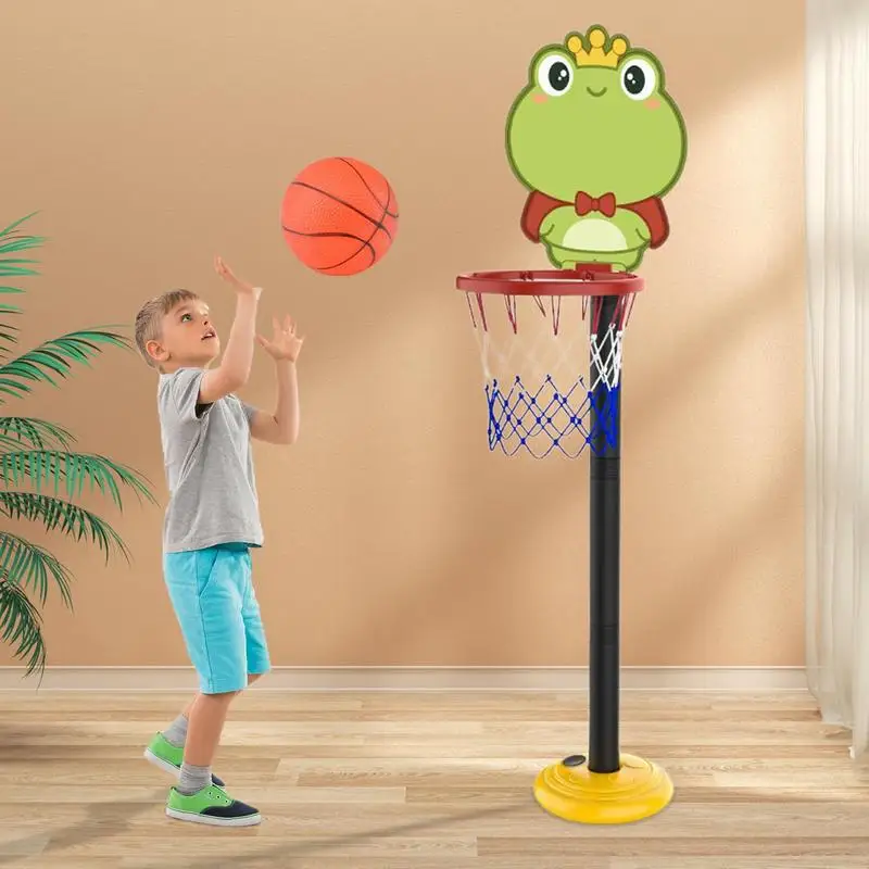 Backyard Basketball Hoop Portable Basketball Goals Stand Cartoon Height Adjustable Early Education Toy For Indoor Outdoor Play