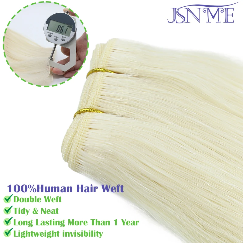 JSNME Weft Extensions Real Virgin Human Hair Straight Weft Bundles Sew In Weft Extensions Brown Blonde 14\