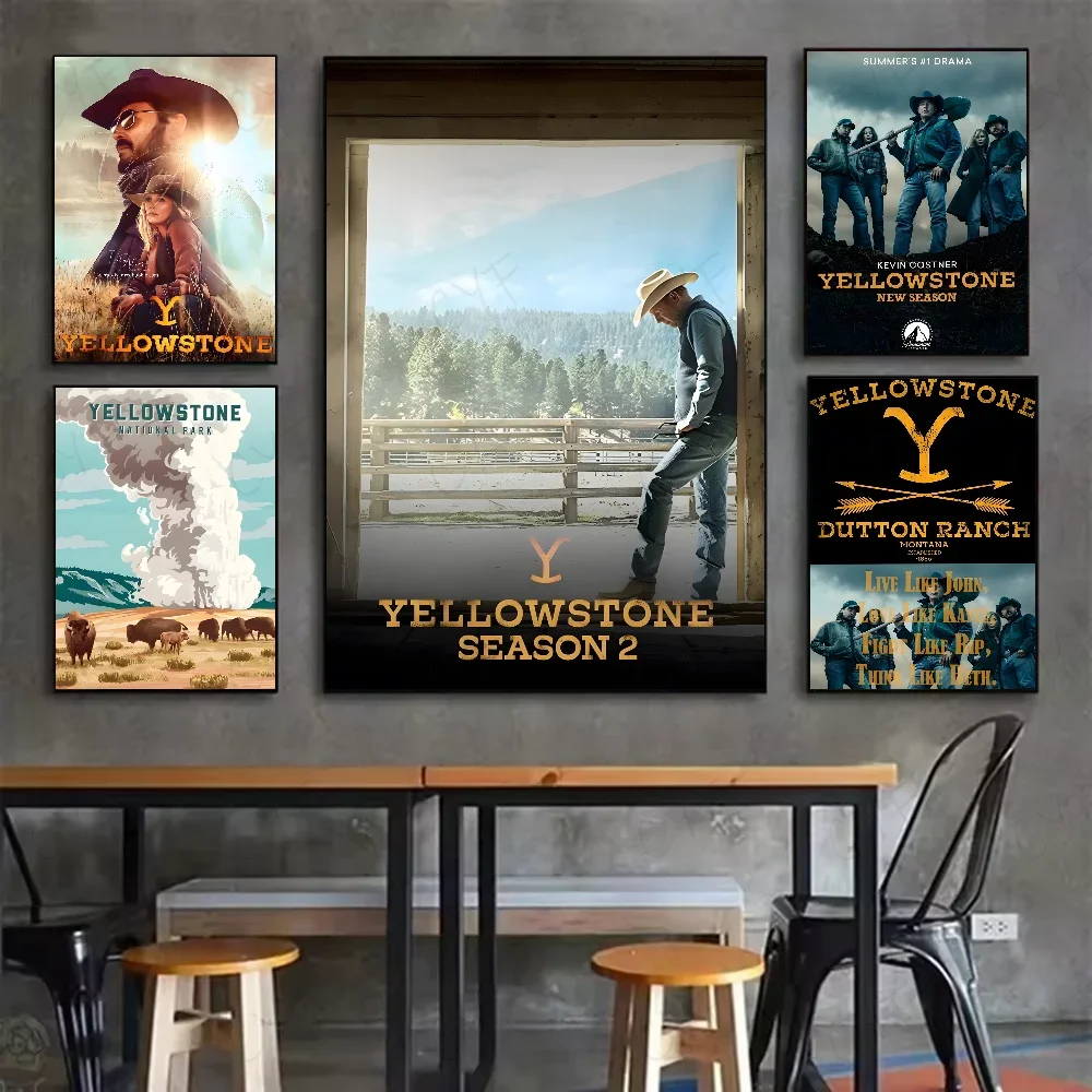 Popular TV Drama Yellowstone Retro Poster Canvas Painting Modern Home Living Room Bedroom Bar Aesthetic Decoration Wall Art Gift