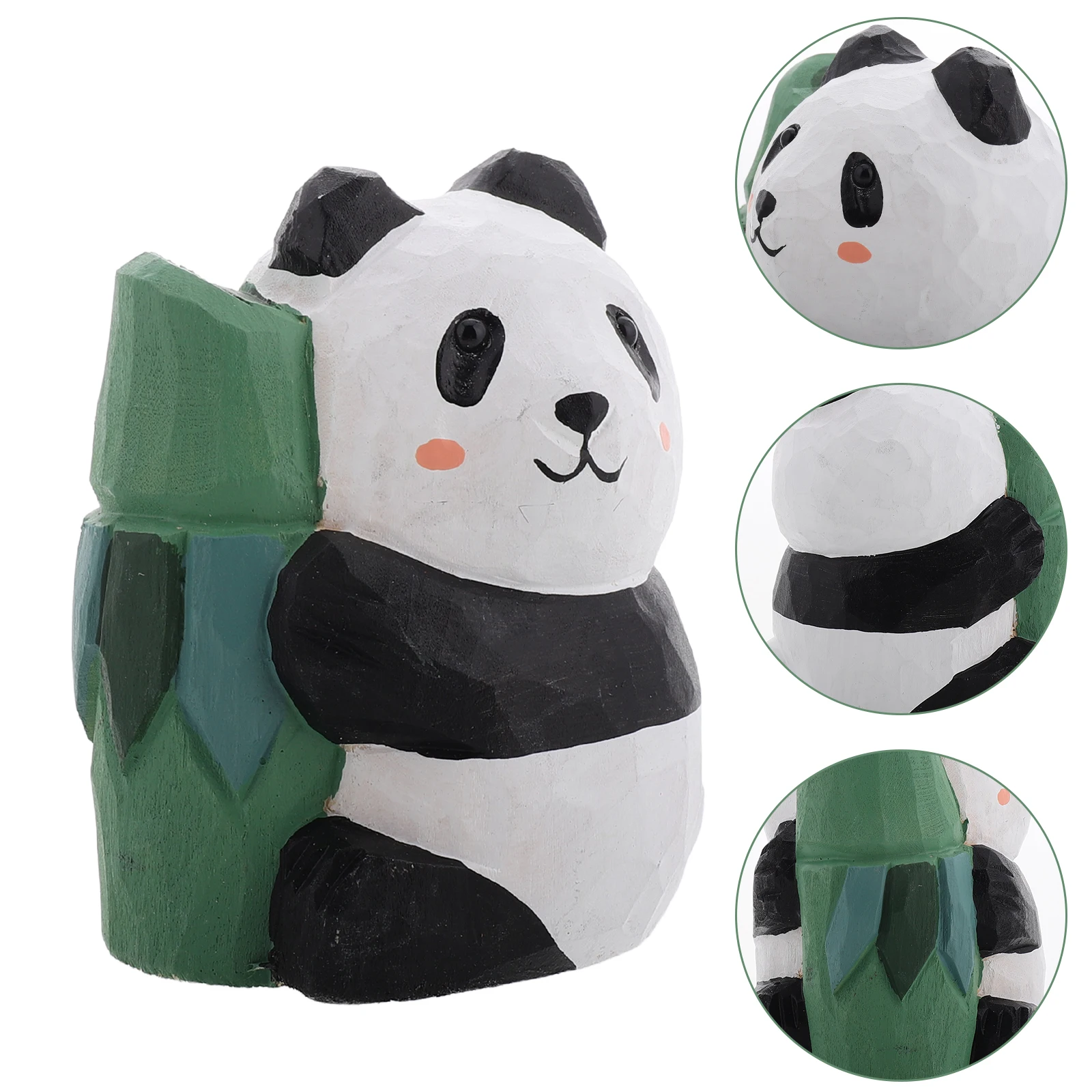 

Adorable Handcarved Wooden Panda Cute Miniature Desk Ornament Natural Animal Sculpture For Office Home Decoration Panda Desktop
