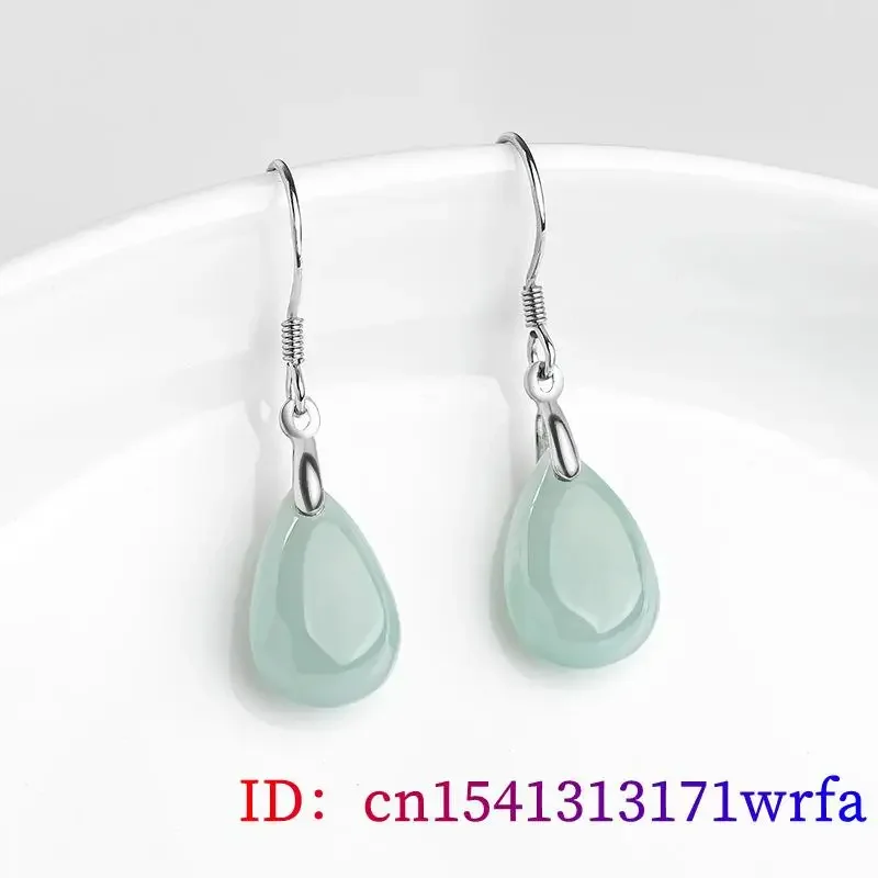 Burmese Jade Water Drop Earrings Women Gemstones Certificate Natural Charms Jewelry Gift Luxury Gifts Green 925 Silver Amulets