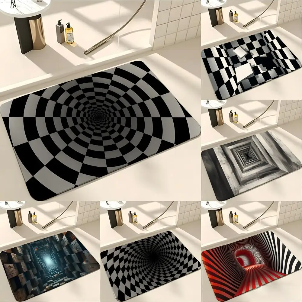fashion  R-Rugs Optical Illusion Floor Mat Absorbent Floor Mat Non-Slip Entrance Rug for Bathrooms Restrooms and Toilets