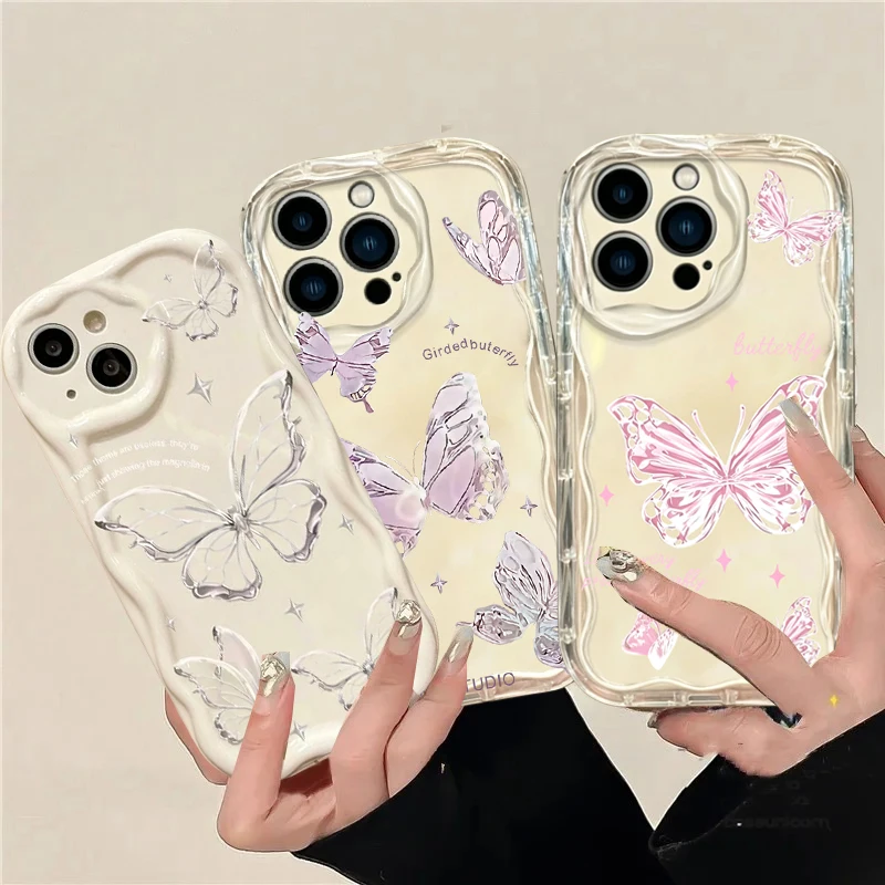 INS Korean Butterfly Case For Samsung Galaxy A07 A06 A05 A05S A04 A03 A16 A14 A15 A25 A55 A35 A24 A23 A53 A52 A32 A33 5G Casing