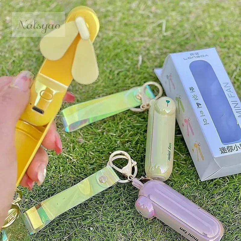 Cute Mini Neck Fan Portable Hand Fold USB Rechargeable Desk Cooling Ventilateur Portable for Office Bedside Travel
