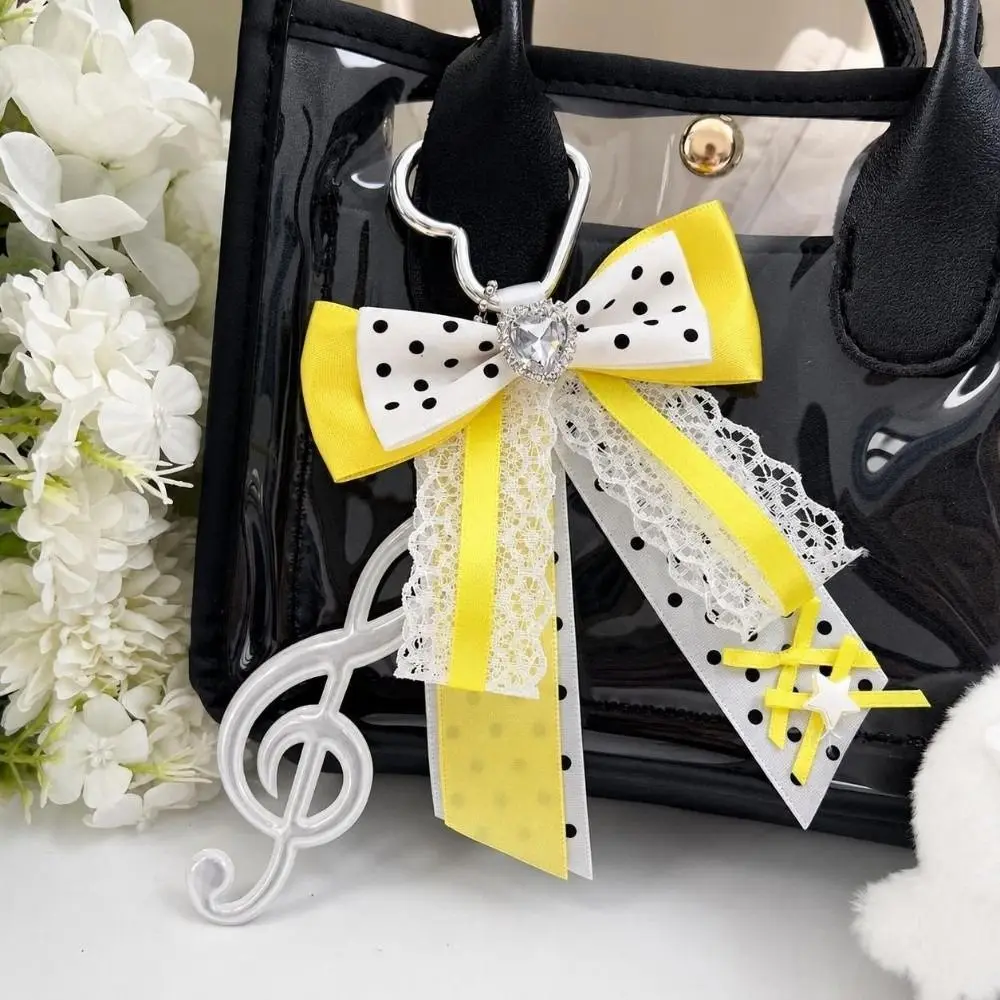 Rhinestones LolitaPolka Dot Musical Note Bow Bag Pendant Lace Design Long Streamers Itabag Keychain Charm Handmade Jewelry