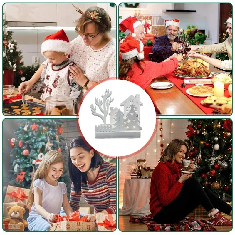

Christmas Tree Candlestick Silicone Mould House Holder Epoxy Resin Molds KXRE