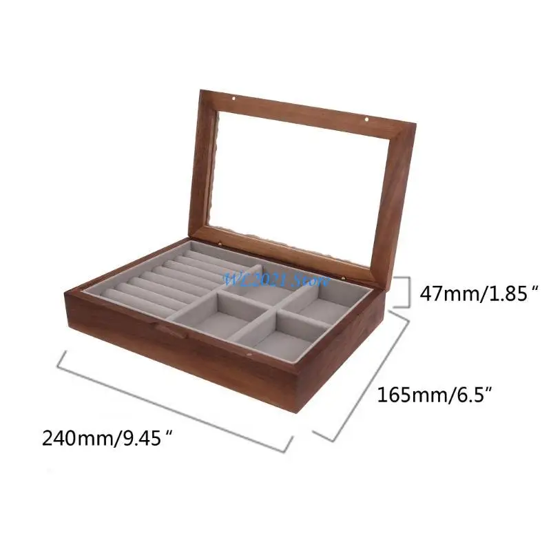 G5GC Glass Glass Dustproof Cover Box صناديق المجوهرات الخشبية الصلبة للنساء Rings Rings Box Jewelry Storage